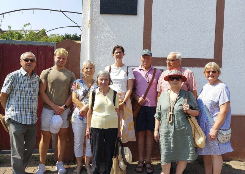 Cole Tate with FSCA hosts and friends outside a building in Germany